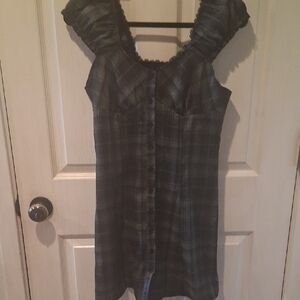 Plaid Button-Down Dress